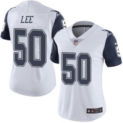 Nike Dallas Cowboys #50 Sean Lee White Women's Stitched NFL Limited Rush Jersey
