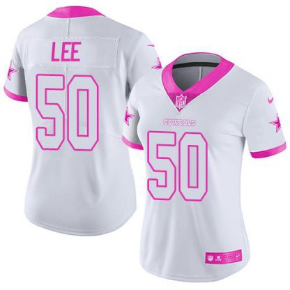 Nike Dallas Cowboys #50 Sean Lee White/Pink Women's Stitched NFL Limited Rush Fashion Jersey