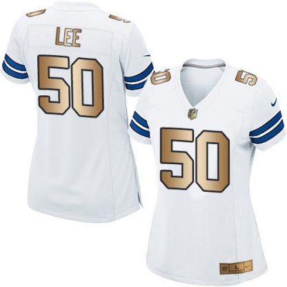Nike Dallas Cowboys #50 Sean Lee White Women's Stitched NFL Elite Gold Jersey