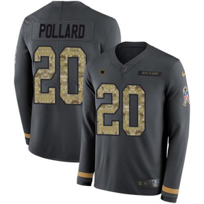 Nike Dallas Cowboys #20 Tony Pollard Anthracite Salute to Service Youth Stitched NFL Limited Therma Long Sleeve Jersey