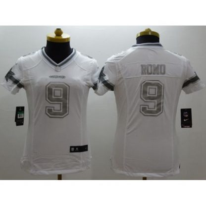 Nike Dallas Cowboys #9 Tony Romo White Women's Stitched NFL Limited Platinum Jersey