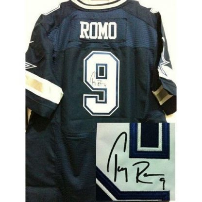 Nike Dallas Cowboys #9 Tony Romo Navy Blue Team Color Men's Stitched NFL Elite Autographed Jersey