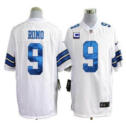Nike Dallas Cowboys #9 Tony Romo White With C Patch Men's Stitched NFL Game Jersey