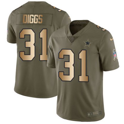 Nike Dallas Cowboys #31 Trevon Diggs Olive/Gold Youth Stitched NFL Limited 2017 Salute To Service Jersey
