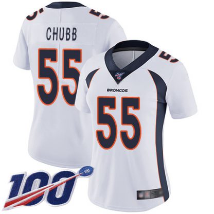 Nike Denver Broncos #55 Bradley Chubb White Women's Stitched NFL 100th Season Vapor Limited Jersey