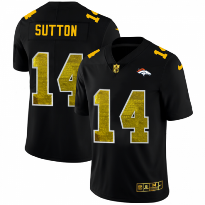 Denver Denver Broncos #14 Courtland Sutton Men's Black Nike Golden Sequin Vapor Limited NFL Jersey