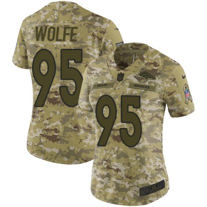 Nike Denver Broncos #95 Derek Wolfe Camo Women's Stitched NFL Limited 2018 Salute to Service Jersey