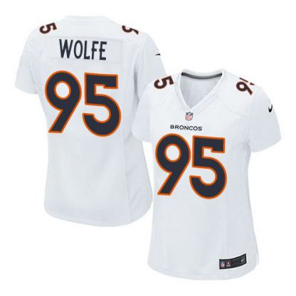 Nike Denver Broncos #95 Derek Wolfe White Women's Stitched NFL Game Event Jersey