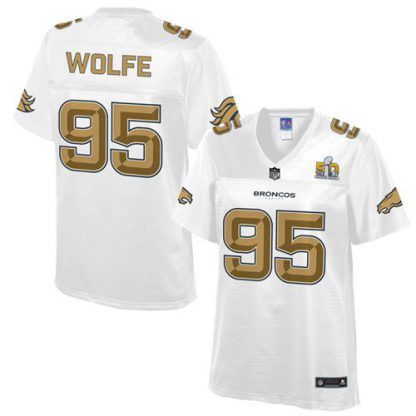 Nike Denver Broncos #95 Derek Wolfe White Women's NFL Pro Line Super Bowl 50 Fashion Game Jersey