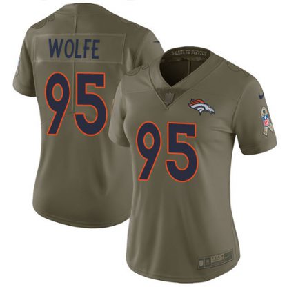 Nike Denver Broncos #95 Derek Wolfe Olive Women's Stitched NFL Limited 2017 Salute to Service Jersey