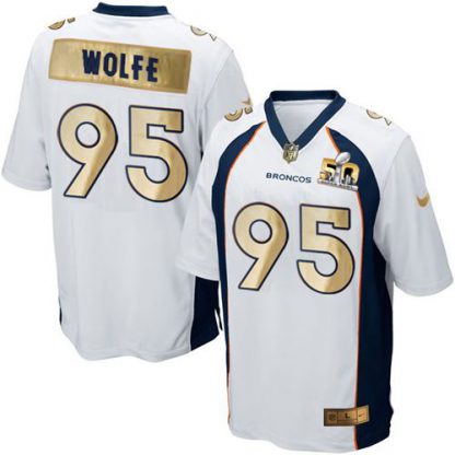 Nike Denver Broncos #95 Derek Wolfe White Men's Stitched NFL Game Super Bowl 50 Collection Jersey