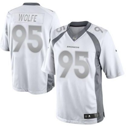 Nike Denver Broncos #95 Derek Wolfe White Men's Stitched NFL Limited Platinum Jersey