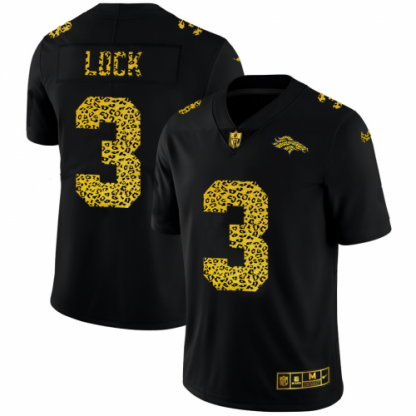Denver Denver Broncos #3 Drew Lock Men's Nike Leopard Print Fashion Vapor Limited NFL Jersey Black