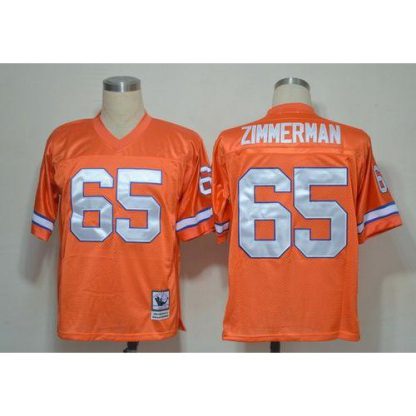 Mitchell And Ness Denver Broncos #65 Gary Zimmerman Orange Stitched Throwback NFL Jersey