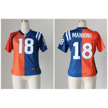 Nike Indianapolis Colts #18 Peyton Manning Orange/Blue Women's Stitched NFL Elite Split Denver Broncos Jersey