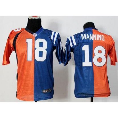 Nike Indianapolis Colts #18 Peyton Manning Orange/Blue Youth Stitched NFL Elite Split Denver Broncos Jersey