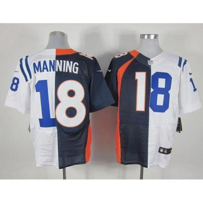 Nike Indianapolis Colts #18 Peyton Manning Navy Blue/White Men's Stitched NFL Elite Split Denver Broncos Jersey