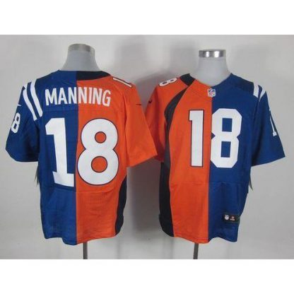 Nike Indianapolis Colts #18 Peyton Manning Orange/Royal Blue Men's Stitched NFL Elite Split Denver Broncos Jersey