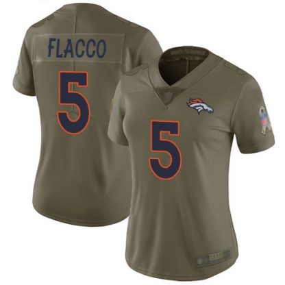 Nike Denver Broncos #5 Joe Flacco Olive Women's Stitched NFL Limited 2017 Salute to Service Jersey