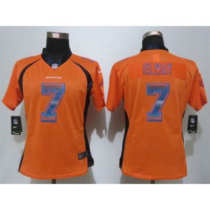 Nike Denver Broncos #7 John Elway Orange Team Color Women's Stitched NFL Elite Strobe Jersey