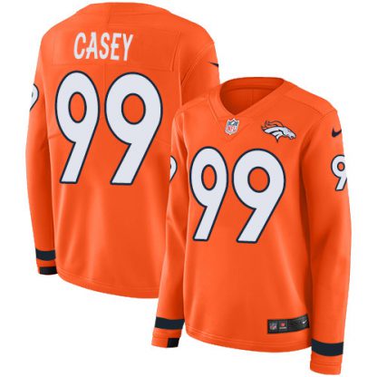 Nike Denver Broncos #99 Jurrell Casey Orange Team Color Women's Stitched NFL Limited Therma Long Sleeve Jersey