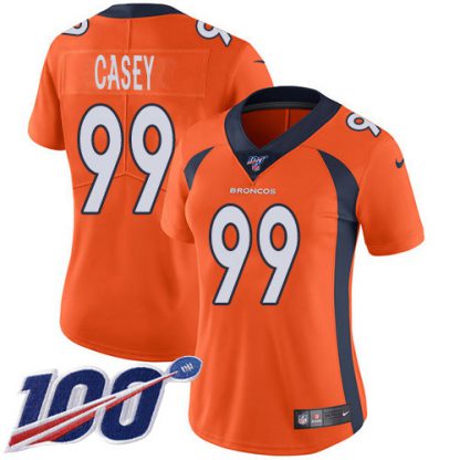 Nike Denver Broncos #99 Jurrell Casey Orange Team Color Women's Stitched NFL 100th Season Vapor Untouchable Limited Jersey