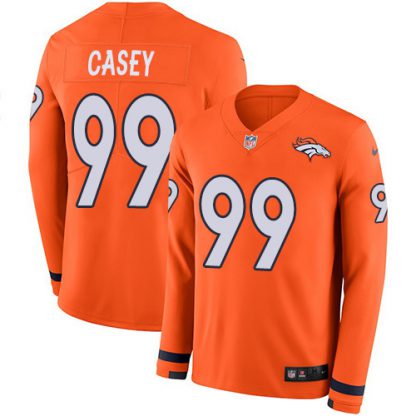Nike Denver Broncos #99 Jurrell Casey Orange Team Color Men's Stitched NFL Limited Therma Long Sleeve Jersey