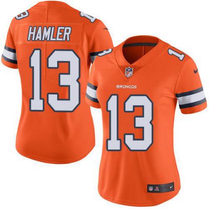 Nike Denver Broncos #13 KJ Hamler Orange Women's Stitched NFL Limited Rush Jersey
