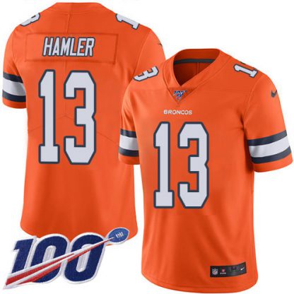 Nike Denver Broncos #13 KJ Hamler Orange Youth Stitched NFL Limited Rush 100th Season Jersey