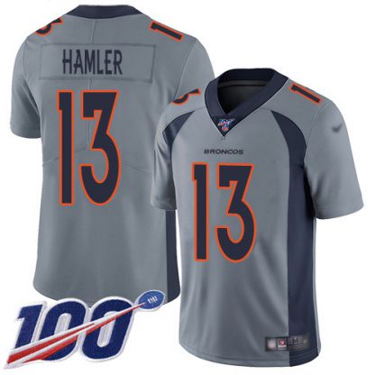 Nike Denver Broncos #13 KJ Hamler Gray Youth Stitched NFL Limited Inverted Legend 100th Season Jersey