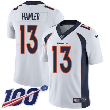Nike Denver Broncos #13 KJ Hamler White Men's Stitched NFL 100th Season Vapor Untouchable Limited Jersey