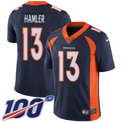 Nike Denver Broncos #13 KJ Hamler Navy Blue Alternate Men's Stitched NFL 100th Season Vapor Untouchable Limited Jersey
