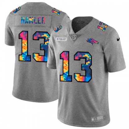 Denver Denver Broncos #13 KJ Hamler Men's Nike Multi-Color 2020 NFL Crucial Catch NFL Jersey Greyheather