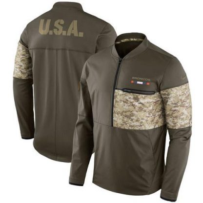 Men's Denver Denver Broncos Nike Olive Salute to Service Sideline Hybrid Half-Zip Pullover Jacket