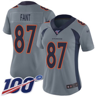 Nike Denver Broncos #87 Noah Fant Gray Women's Stitched NFL Limited Inverted Legend 100th Season Jersey
