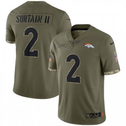 Denver Denver Broncos #2 Patrick Surtain II Nike Men's 2022 Salute To Service Limited Jersey - Olive