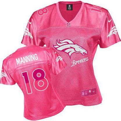 Nike Denver Broncos #18 Peyton Manning Pink Women's Fem Fan NFL Game Jersey
