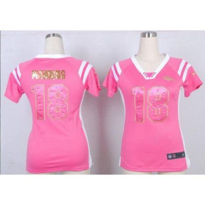 Nike Denver Broncos #18 Peyton Manning Pink Women's Stitched NFL Elite Draft Him Shimmer Jersey