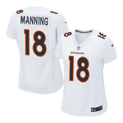 Nike Denver Broncos #18 Peyton Manning White Women's Stitched NFL Game Event Jersey