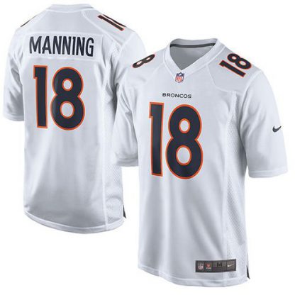 Nike Denver Broncos #18 Peyton Manning White Youth Stitched NFL Game Event Jersey