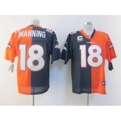 Nike Denver Broncos #18 Peyton Manning Orange/Navy Blue Men's Stitched NFL Elite Split Jersey