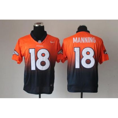 Nike Denver Broncos #18 Peyton Manning Orange/Navy Blue Men's Stitched NFL Elite Fadeaway Fashion Jersey
