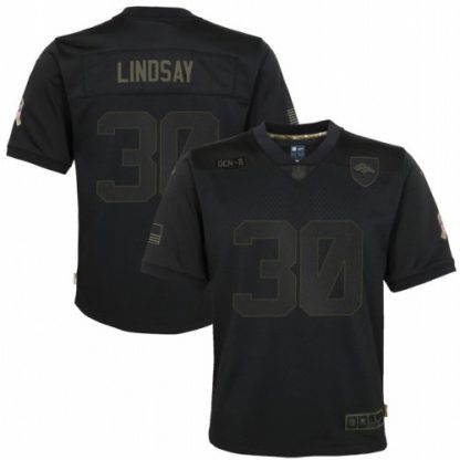 Denver Denver Broncos #30 Phillip Lindsay Nike Youth 2020 Salute to Service Game Jersey Black