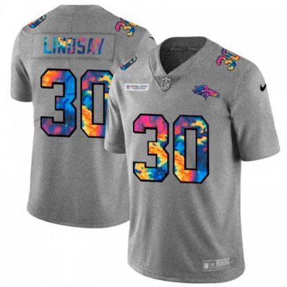 Denver Denver Broncos #30 Phillip Lindsay Men's Nike Multi-Color 2020 NFL Crucial Catch NFL Jersey Greyheather