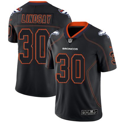 Nike Denver Broncos #30 Phillip Lindsay Lights Out Black Men's Stitched NFL Limited Rush Jersey