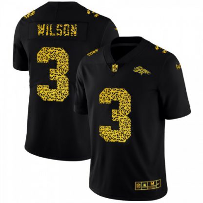 Denver Denver Broncos #3 Russell Wilson Men's Nike Leopard Print Fashion Vapor Limited NFL Jersey Black