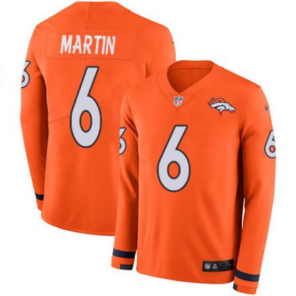 Nike Denver Broncos #6 Sam Martin Orange Team Color Youth Stitched NFL Limited Therma Long Sleeve Jersey