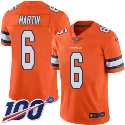 Nike Denver Broncos #6 Sam Martin Orange Youth Stitched NFL Limited Rush 100th Season Jersey