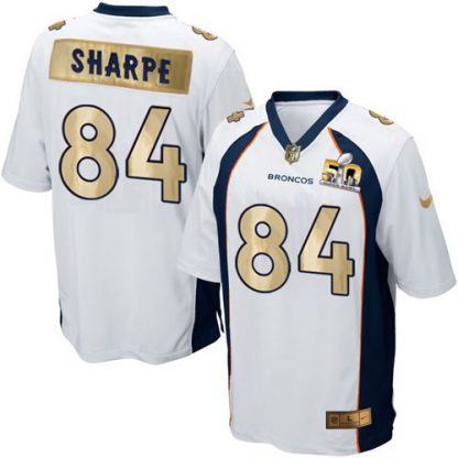 Nike Denver Broncos #84 Shannon Sharpe White Men's Stitched NFL Game Super Bowl 50 Collection Jersey