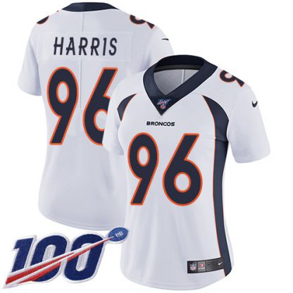 Nike Denver Broncos #96 Shelby Harris White Women's Stitched NFL 100th Season Vapor Untouchable Limited Jersey